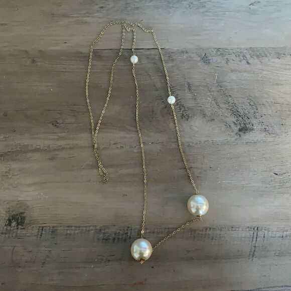 Jewelry - Gold & Pearl Chain Long Necklace